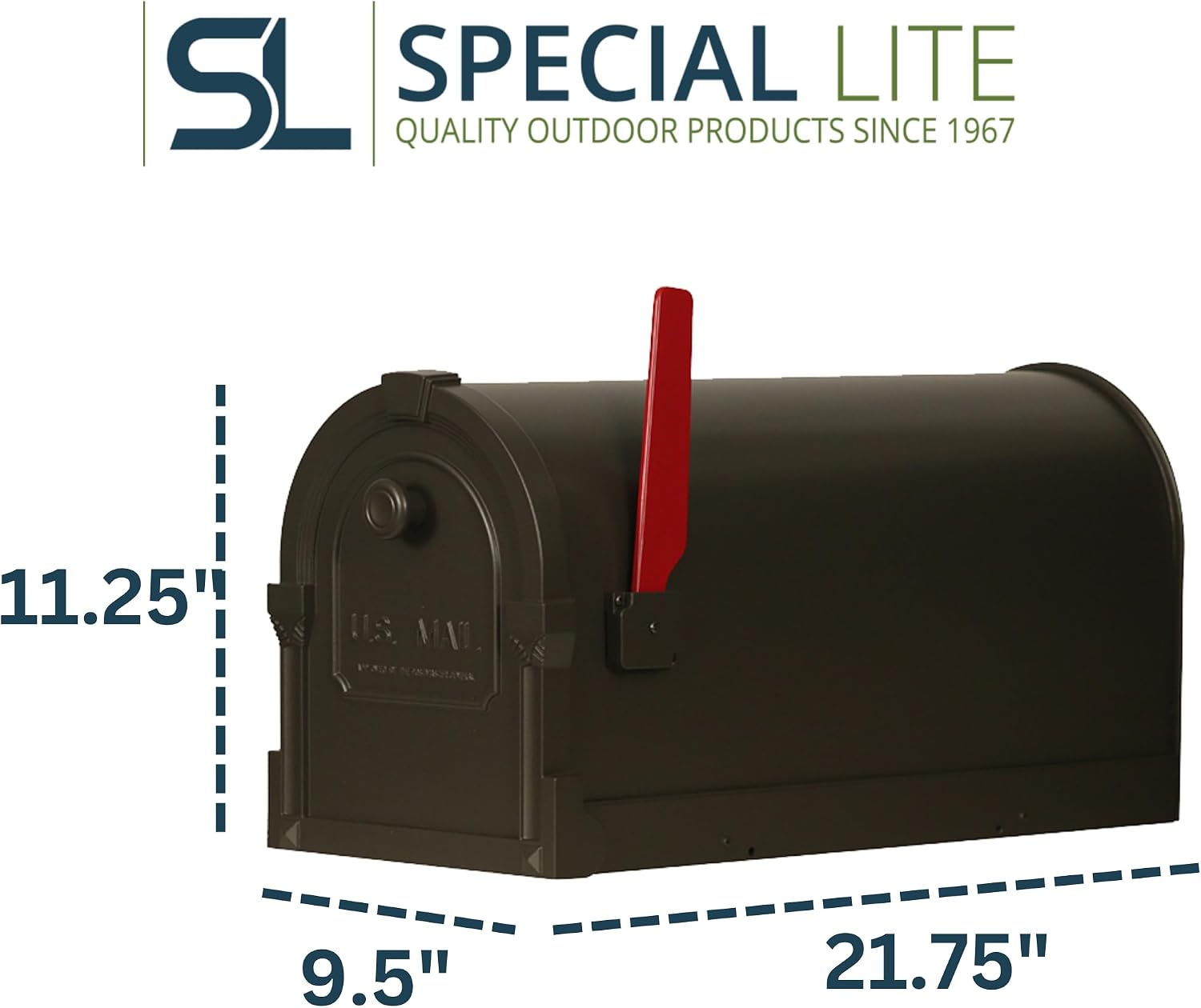 Special Lite Savannah Curbside Mailbox - Mocha Aluminum Mailbox for Post Mount - SCS-1014-MOC