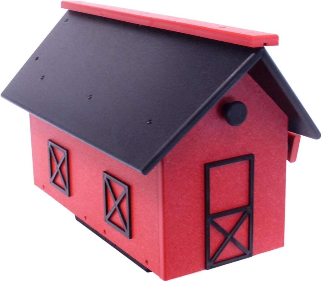 Mailbox, Post Mount, Made with Weather-Proof Poly Lumber, UV-Resistant (Black & Bright Red)