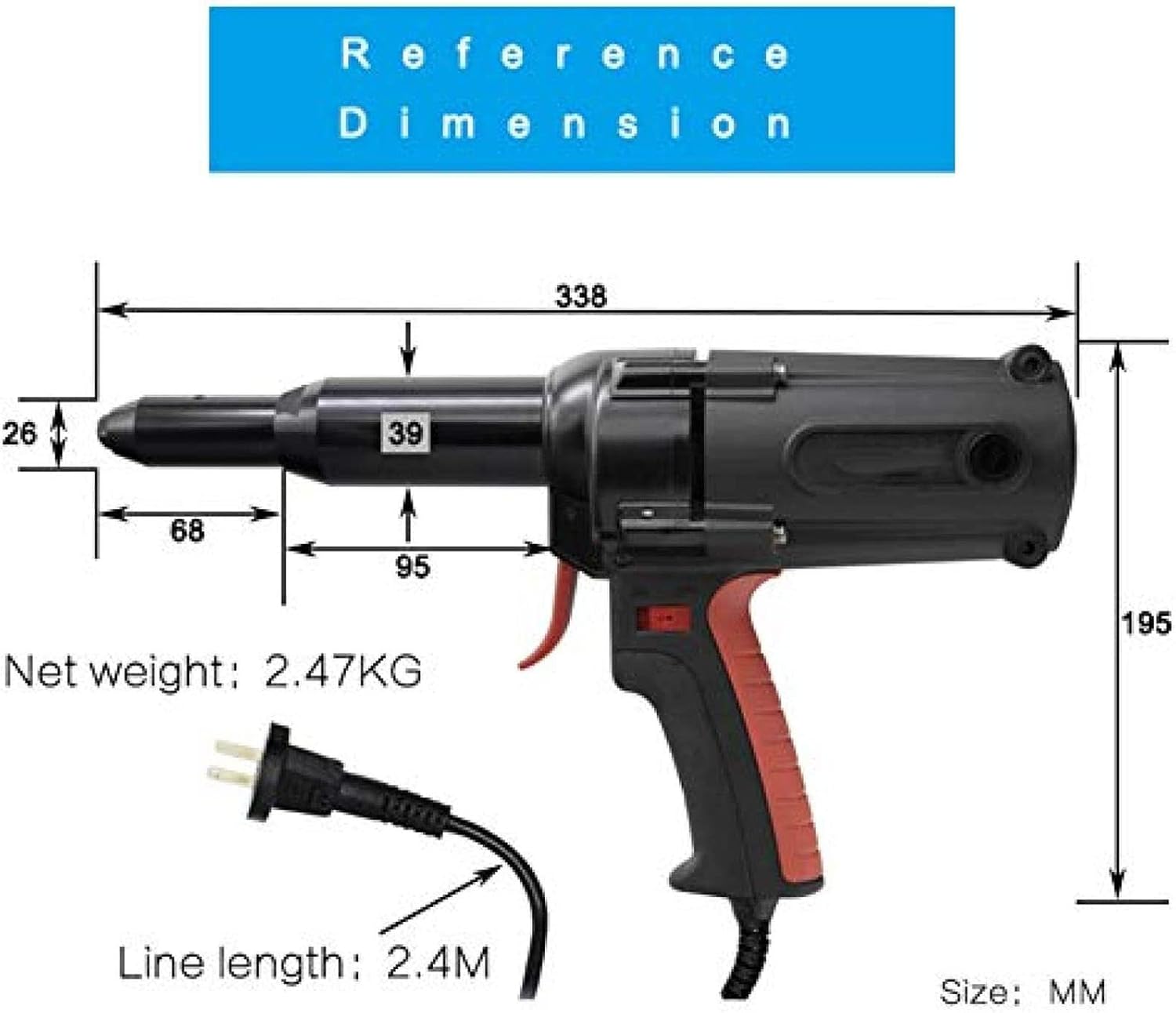 Electric Rivet Gun Drill Adapter Kit,600W 220V Heavy Duty Electrical Riveter Blind Rivet Gun Industrial and Long Mouth Power Riveting Tools