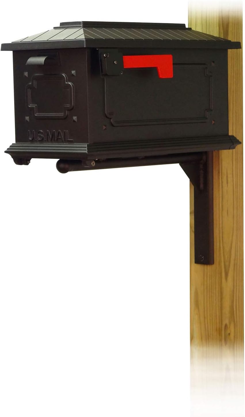 Special Lite Kingston Curbside Mailbox with Ashley Front Single Mailbox Mounting Bracket - TC-ASH-FS-1017-BLK