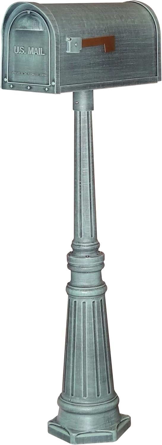 Special Lite Classic Curbside Mailbox with Tacoma Post - Verde Green Aluminum Mailbox with Post - SCC-1008_SPK-591-VG