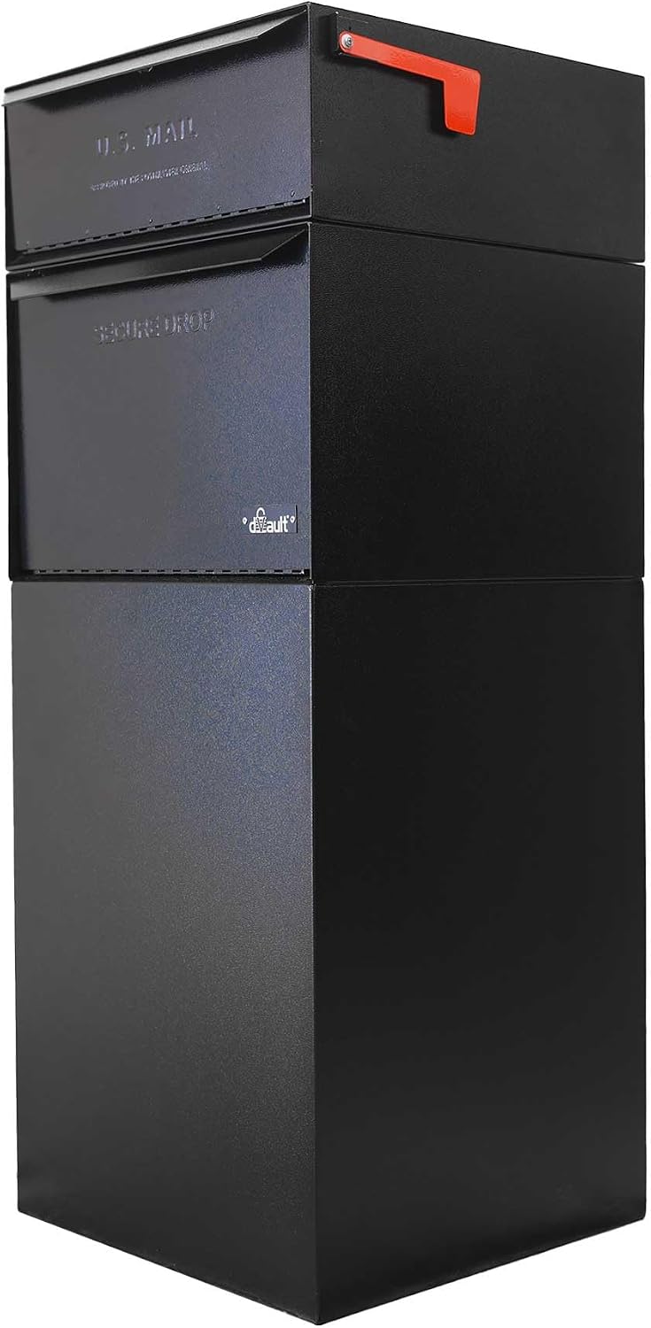 dVault® Full Service Vault DVCS0015 Secure Curbside Mailbox/Package Drop with Locking Letterbox (Black)