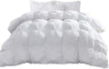 Eco Friendly 1000-TC Pinch Pleated Down Alternative Comforter 1pc Comforter & 2 pcs Pillow Covers, 700 GSM & All Side Corner Tabs 100% Egyptian Cotton (Oversized King Plus (128x120), White)