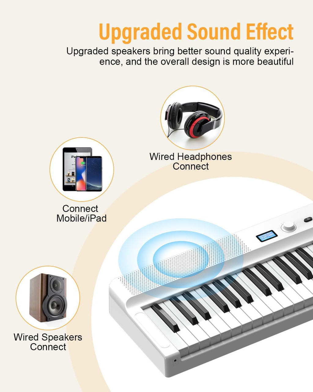 Upgraded Folding Piano Keyboard, 88 Key Full Size Semi Weighted Keyboard Support MIDI and Bluetooth, Portable Foldable Keyboard Piano with Sustain Pedal and Piano Bag, White