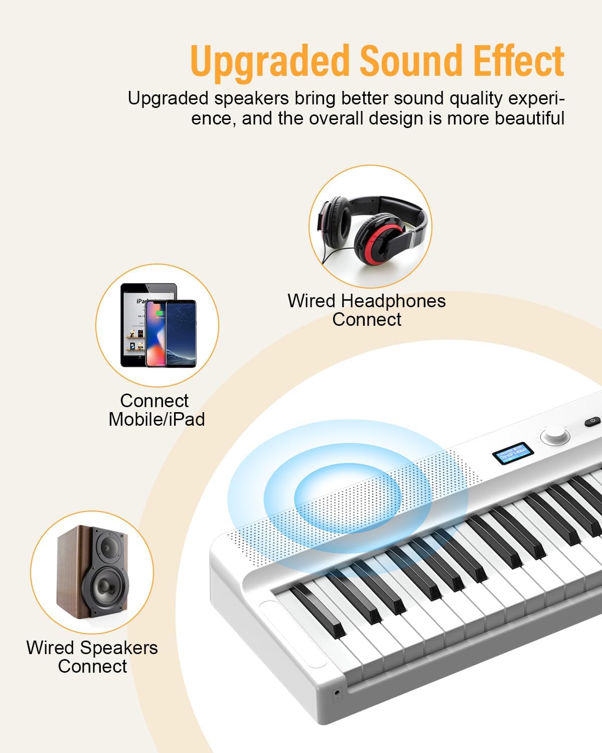 Upgraded Folding Piano Keyboard, 88 Key Full Size Semi Weighted Keyboard Support MIDI and Bluetooth, Portable Foldable Keyboard Piano with Sustain Pedal and Piano Bag, White