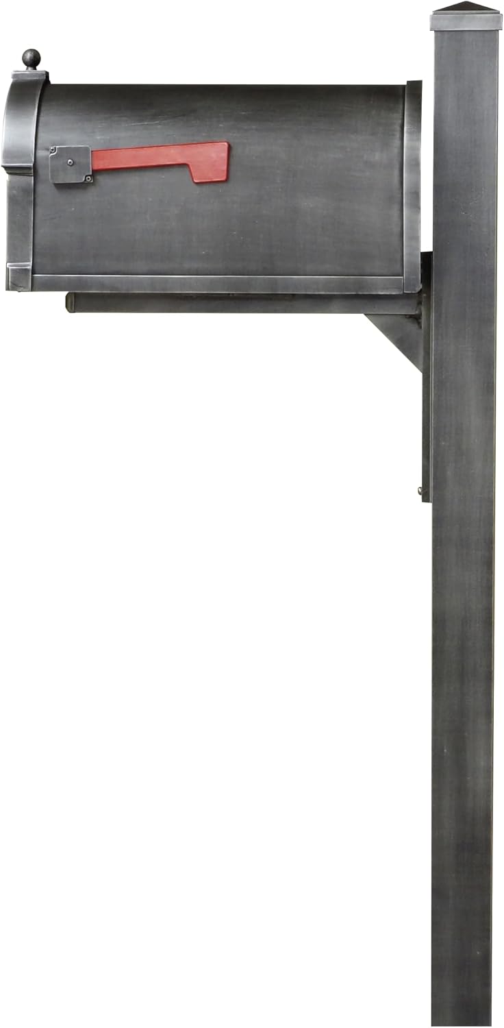 Special Lite Berkshire Curbside Mailbox with Wellington Post - Swedish Silver Aluminum Mailbox with Post - SCB1015_SPK720-SW