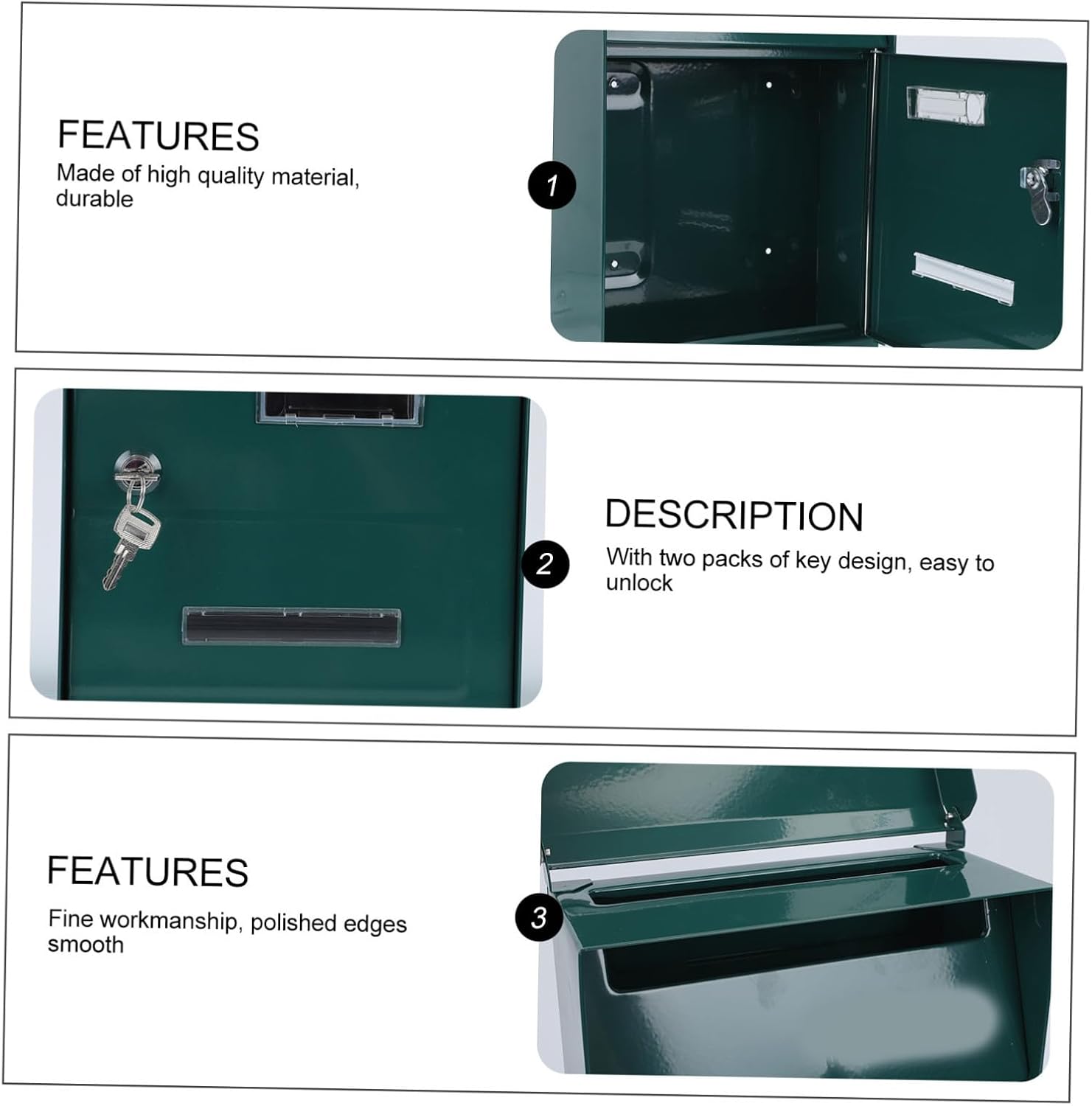 Homoyoyo 2pcs Vintage Metal Wall Mounted Suggestion Box with Lock Decorative Letter Storage Box for Home Office Durable Design Prevents Mail Theft for Envelopes Newspapers