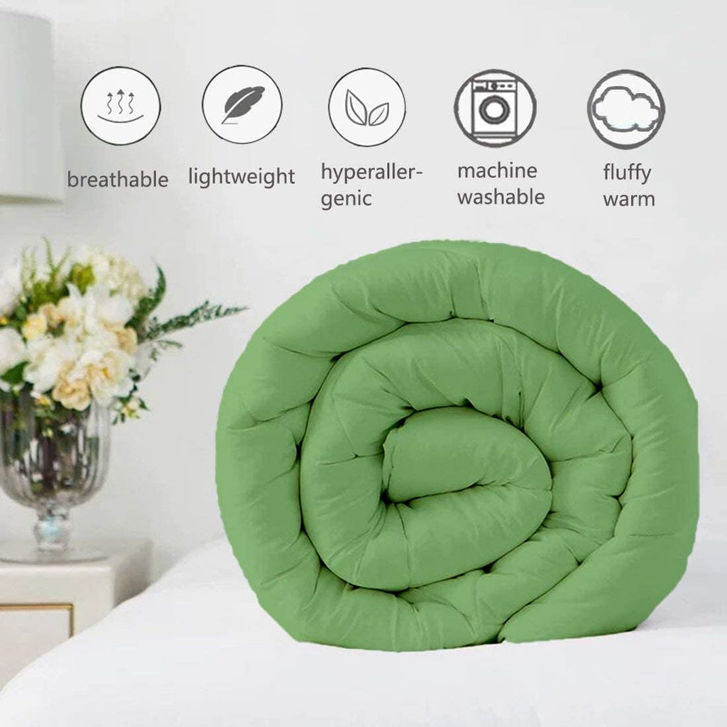 Moss Solid Light Weight Pinch Pleated Down Comforter- Eastern King Size 118 x 110 Inches 1 Piece All-Season Duvet Insert, 500 GSM with Corner Tabs 100% Egyptian Cotton- (Moss Solid)