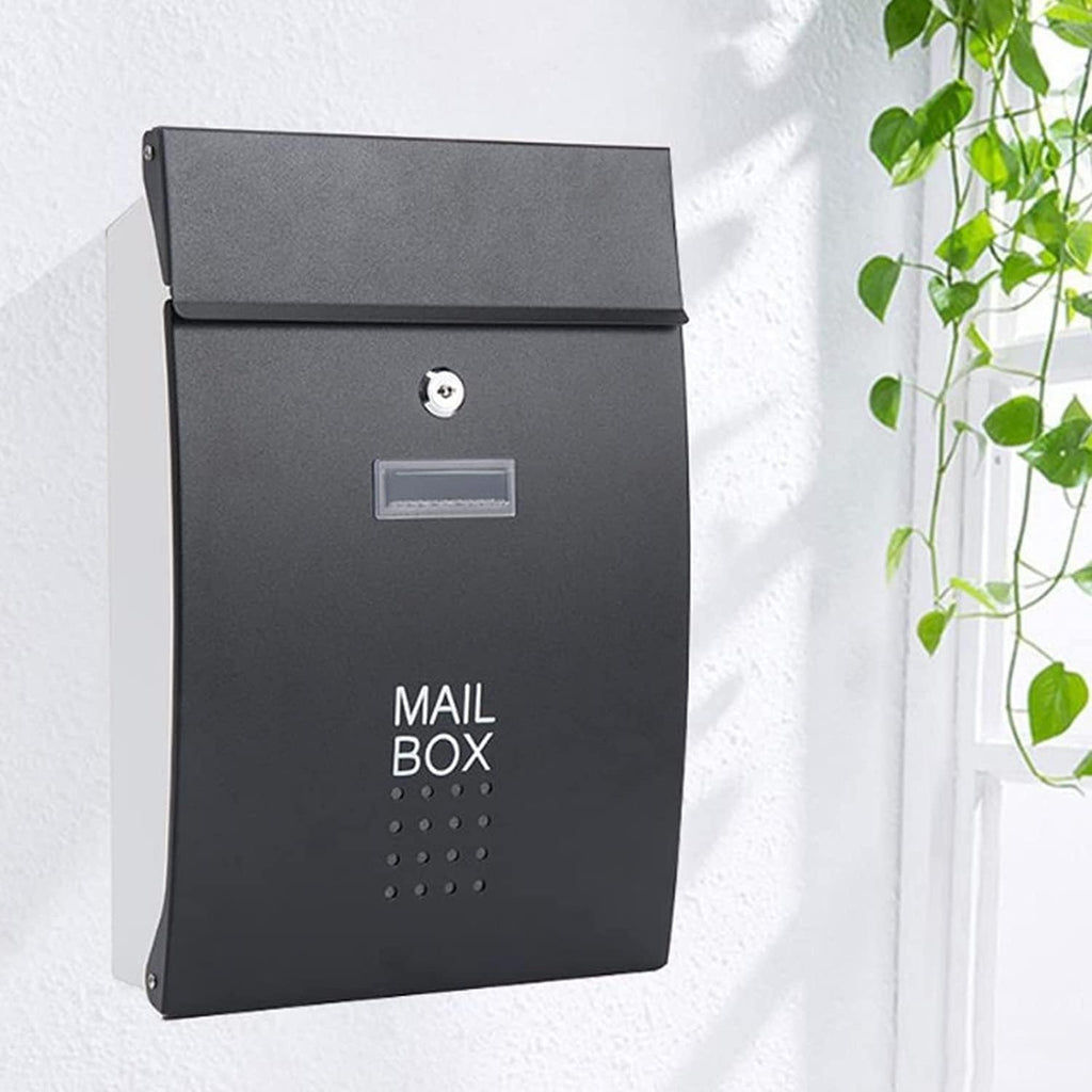 Generic Mailbox, Wall Mounted Modern Metal Mailboxes Outdoor Lockable Waterproof Post Box Community Household Rainproof Letter Box Retro Classic Secure Wall-Mount Newspaper Boxes(Black)