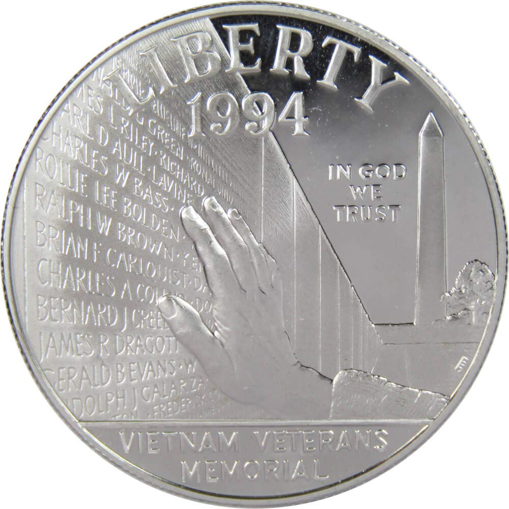1994 P Vietnam Veterans Memorial Commemorative Silver Dollar Proof