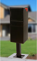 dVault® Parcel Protector Vault DVU0050 Locking Mailbox with Top Mount Above Ground Post Included (Black)