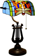 Tiffany Lamp Stained Glass Table Lamp 10 * 16 Inches Dragonfly Style Desk Reading Light