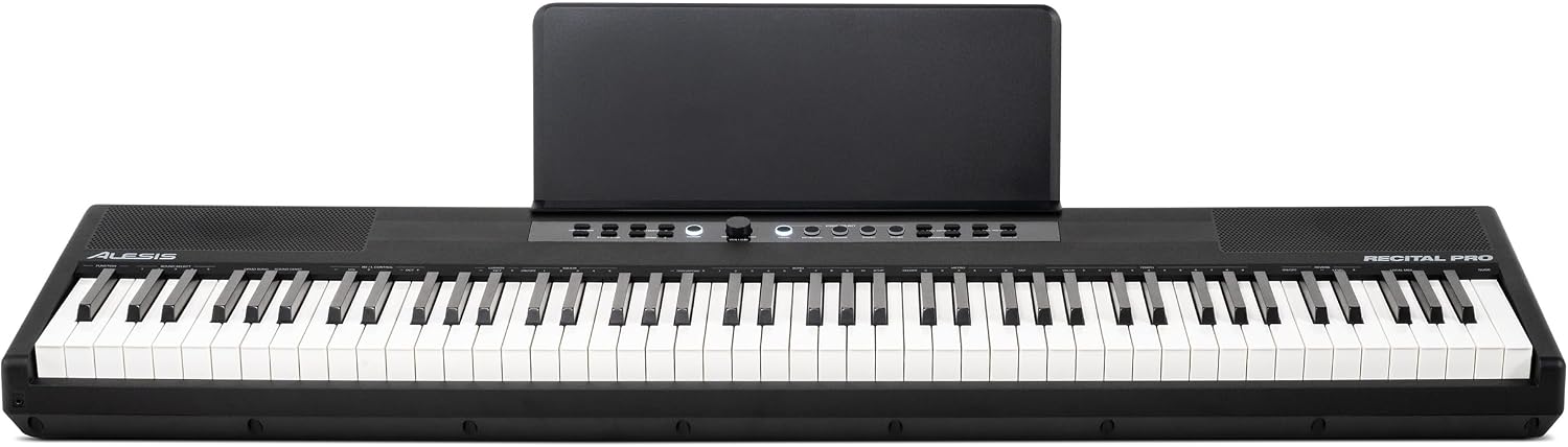 Alesis Recital Pro MKII 88-Key Digital Piano with Weighted Hammer-Action Keys, Speakers, 25 Sounds, USB MIDI and Audio, Sustain Pedal, Skoove and Melodics Piano Lessons