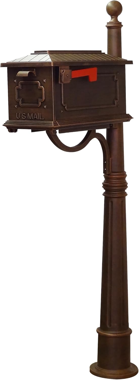 Special Lite Kingston Curbside Mailbox with Ashland Post - Copper Mailbox with Aluminum Post - SCK-1017_SPK-600-CP