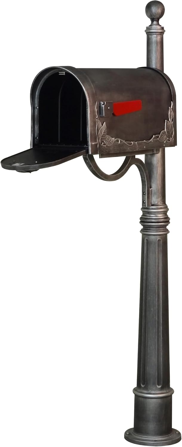 Special Lite Floral Curbside Mailbox with Ashland Post - Swedish Silver Mailbox with Aluminum Post - SCF-1003_SPK-600-SW