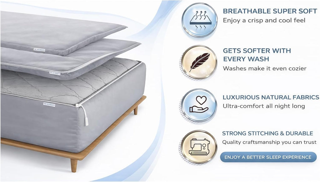 Luxury Zip On Fitted Sheet - Includes 1 Fitted Sheet Base & 2 Zip-On Sheets - Upto 16' in. Deep Pockets Queen Size Zipper Fitted Sheet - Easy to Change, Cotton 600 TC Fitted Sheet - Blush