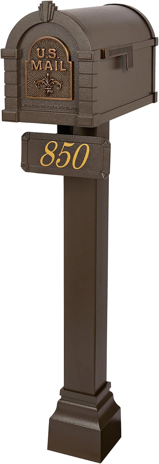 Gaines Keystone Series Mailbox - Bronze with Antique Bronze Fleur de Lis