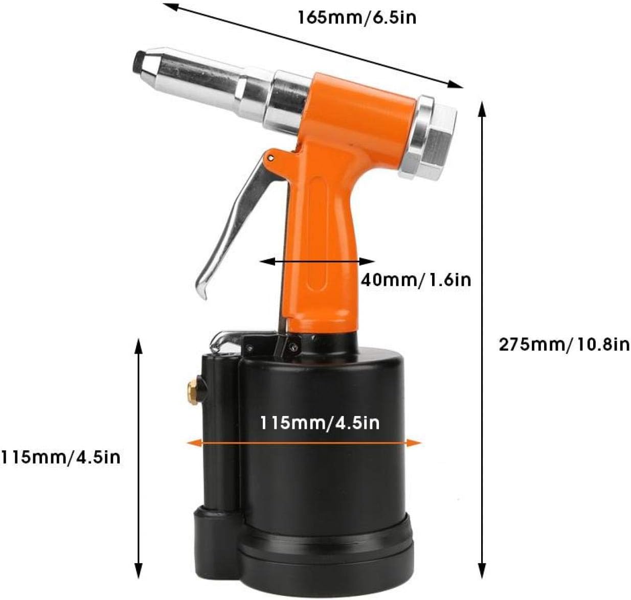 Riveters Inlet 1/4' Air Riveter, Industrial Pneumatic Rivet Nut Setting Kit Blind Rivet Gun Riveter Kit Set