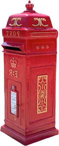Standing Cast Aluminum Red British ER II Post Box Cast Iron Replica Mailbox