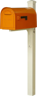 Special Lite Mid Modern Dylan Curbside Mailbox with Wellington Post - Orange Aluminum Mailbox with Post - SCD1008ORG_SPK720IVR_VN