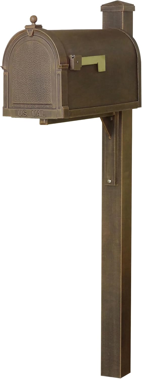 Special Lite Berkshire Curbside Mailbox with Wellington Post - Copper Aluminum Mailbox with Post - SCB1015_SPK720-CP