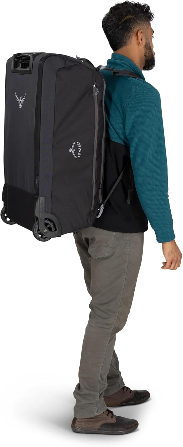 Osprey Daylite 85L Wheeled Collapsible Travel Duffel Bag - Lightweight Rolling Suitcase, Blue Spikemoss/Alkaline