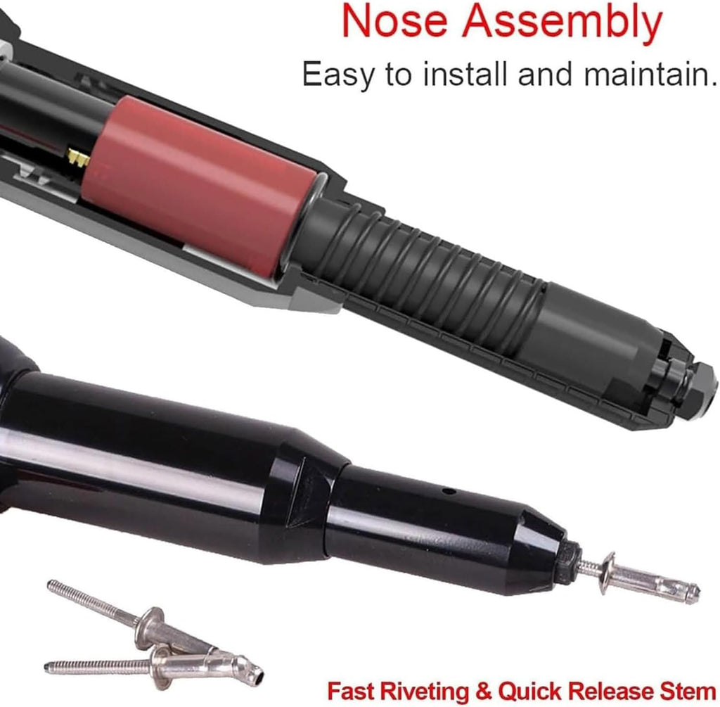 Upgraded Electric Rivet Gun, 16000N Heavy Duty Handheld Riveter for 4.0mm-6.4mm, Ejection Type Blind Rivet Gun for Aluminum Alloy, Carbon Steel, Stainless Steel, Copper Rivets