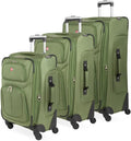 SWISSGEAR Sion Softside Expandable Spinner Luggage Durable Lightweight Travel Suitcase, Evergreen, 3-Piece Set (Carry-On/Medium/Large)