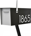 Contemporary Post-Mount Mailbox - Aluminum Black Body with Aluminum Door, Numbers and Flag - Large Customized Mailbox - Type 4 (White)
