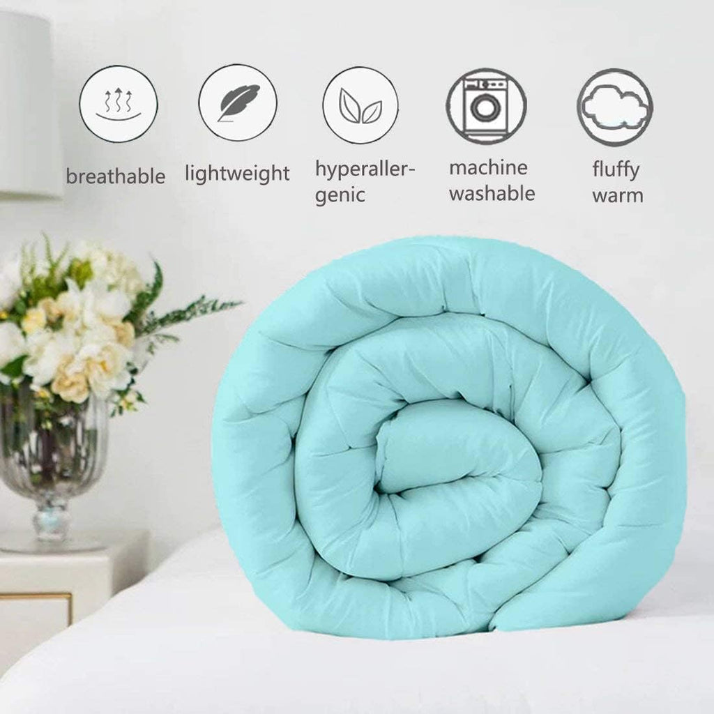 Eco Friendly 1000-TC Pinch Pleated Down Alternative Comforter 1pc Comforter & 2 pcs Pillow Covers, 700 GSM & All Side Corner Tabs 100% Egyptian Cotton (Queen/Full XL Size (88' x 92'), Aqua)