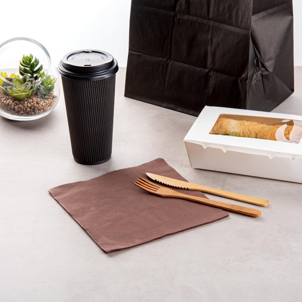 Restaurantware Luxenap 15.5 x 15.3 Inch 2-Ply Dinner Napkins 1200 Disposable Napkins - Linen Feel Soft And Absorbent Brown Paper Folded Napkins Square For Lunch Dinner Or Everyday Use