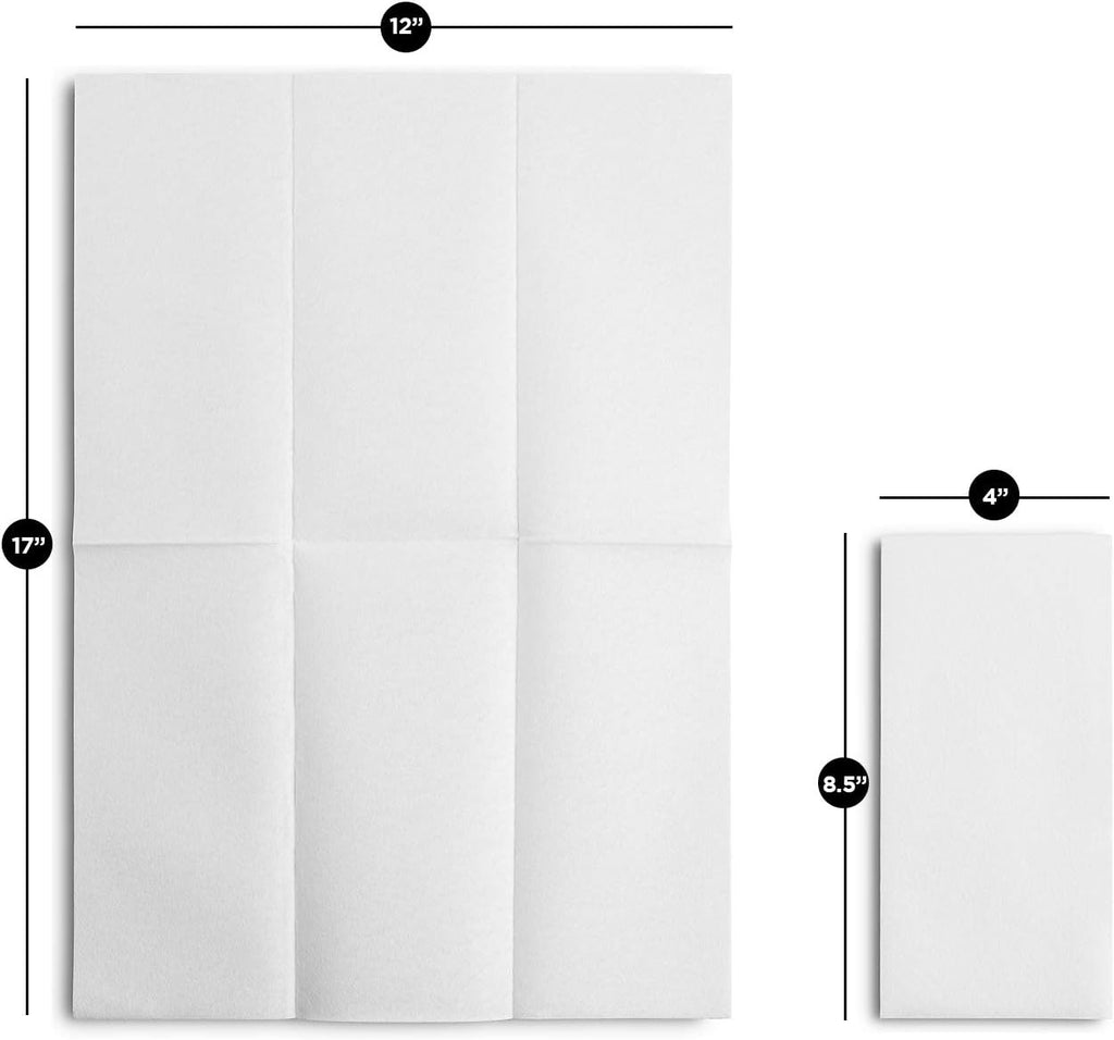 2000-Pack BloominGoods Disposable Bathroom Napkins | Linen-Feel Guest Towels | Cloth-Like Hand Tissue Paper, White, 12' x 17'