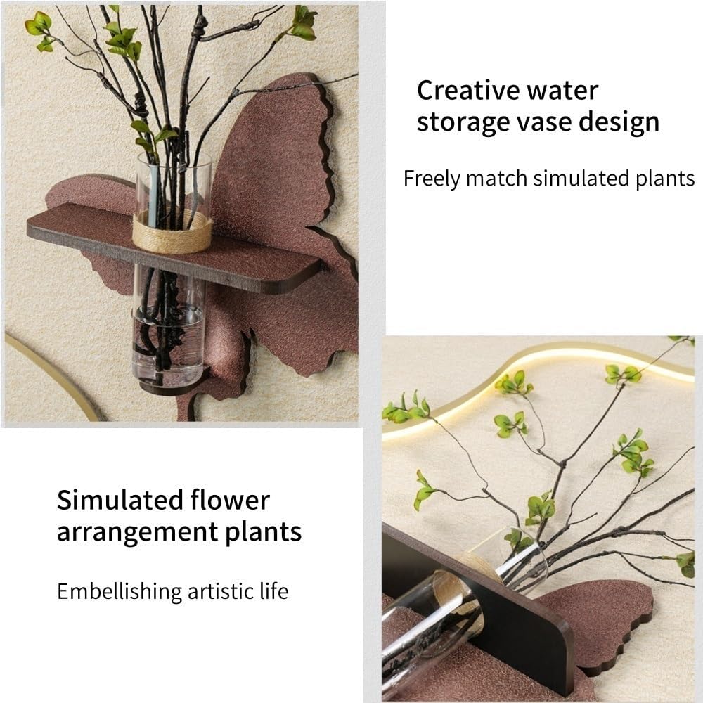 Sandstone Decor Wall Art Painting, Wall Decoration with Vase and Artificial Plant, Plug-in Power Supply LED Decorative Painting for Living Room, Entrance Hall, Corridor(Brown,23.6 * 23.6in)