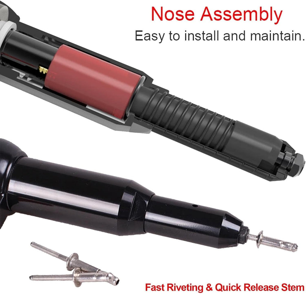 COMAAM 4.0-6.4MM Portable Handheld Electrical Blind Riveter,Electric Rivet Gun Professional Heavy Duty Enhanced Power Riveting Tool Suitable for Metal, Plastic and Leather