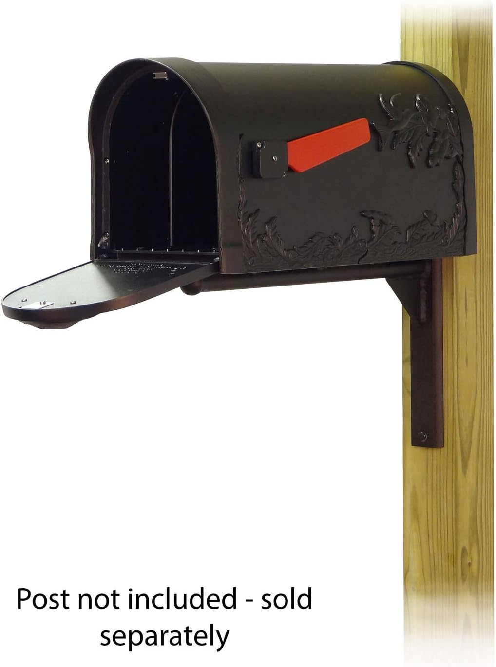Special Lite Hummingbird Curbside Mailbox with Ashley Front Single Mailbox Mounting Bracket - TC-ASH-FS-1005-BLK