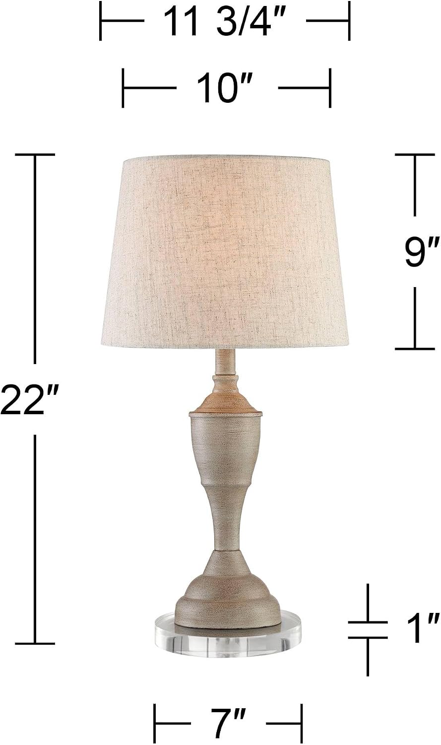 360 Lighting Claude Rustic Farmhouse Accent Table Lamps 22' Tall Set of 2 with Round Riser Beige Washed Metal Linen Drum Shade for Bedroom Living Room House Home Bedside Nightstand Office