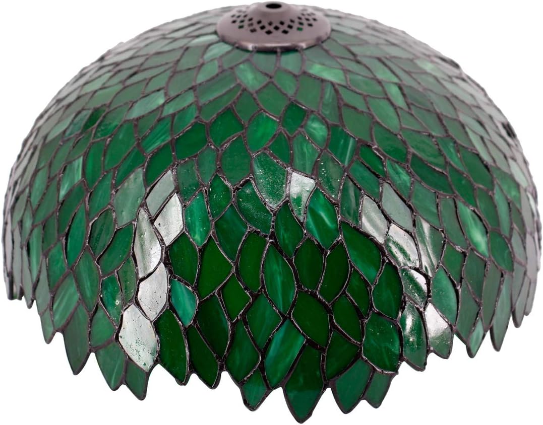 Tiffany Lamp Shade Replacement W16H7 Inch Green Stained Glass Wisteria Lampshade For Table Lamps FLoor Lamp Ceiling Fixture (3 Hooks Inside)Pendant Hanging Light S523 WERFACTORY Home Office Decoration