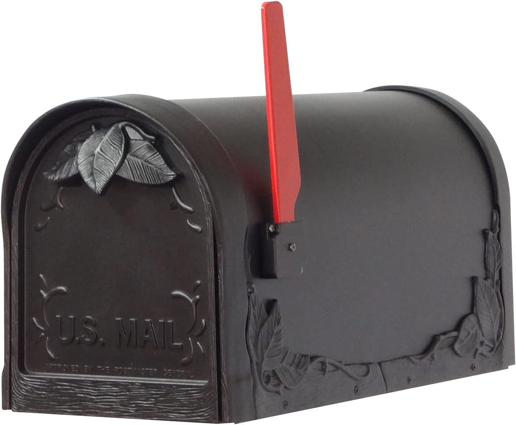 Special Lite Floral Curbside Mailbox - Black Cast Aluminum Mailbox for Post Mount - SCF-1003-BLK