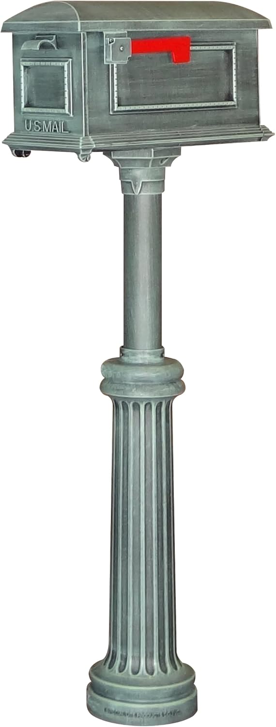Special Lite Traditional Curbside Mailbox with Bradford Post - Verde Green Aluminum Mailbox with Direct Burial Post - SCT-1010_SPK-590-VG