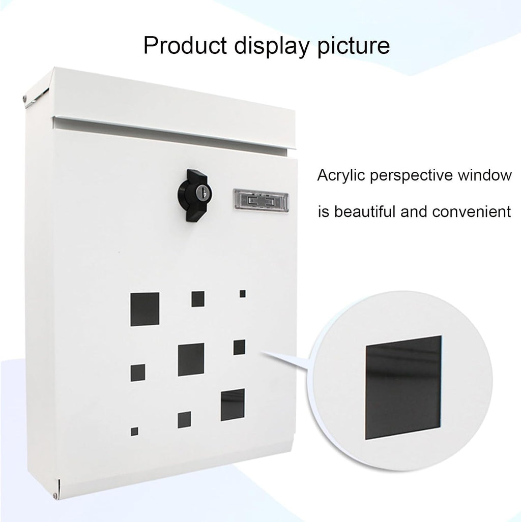Wall Mount Mailbox Modern Post Box, Mailbox, Wall Mount Door Mailboxes for Outside, Large Steel Hanging Metal Mailbox, Suitable for House Home