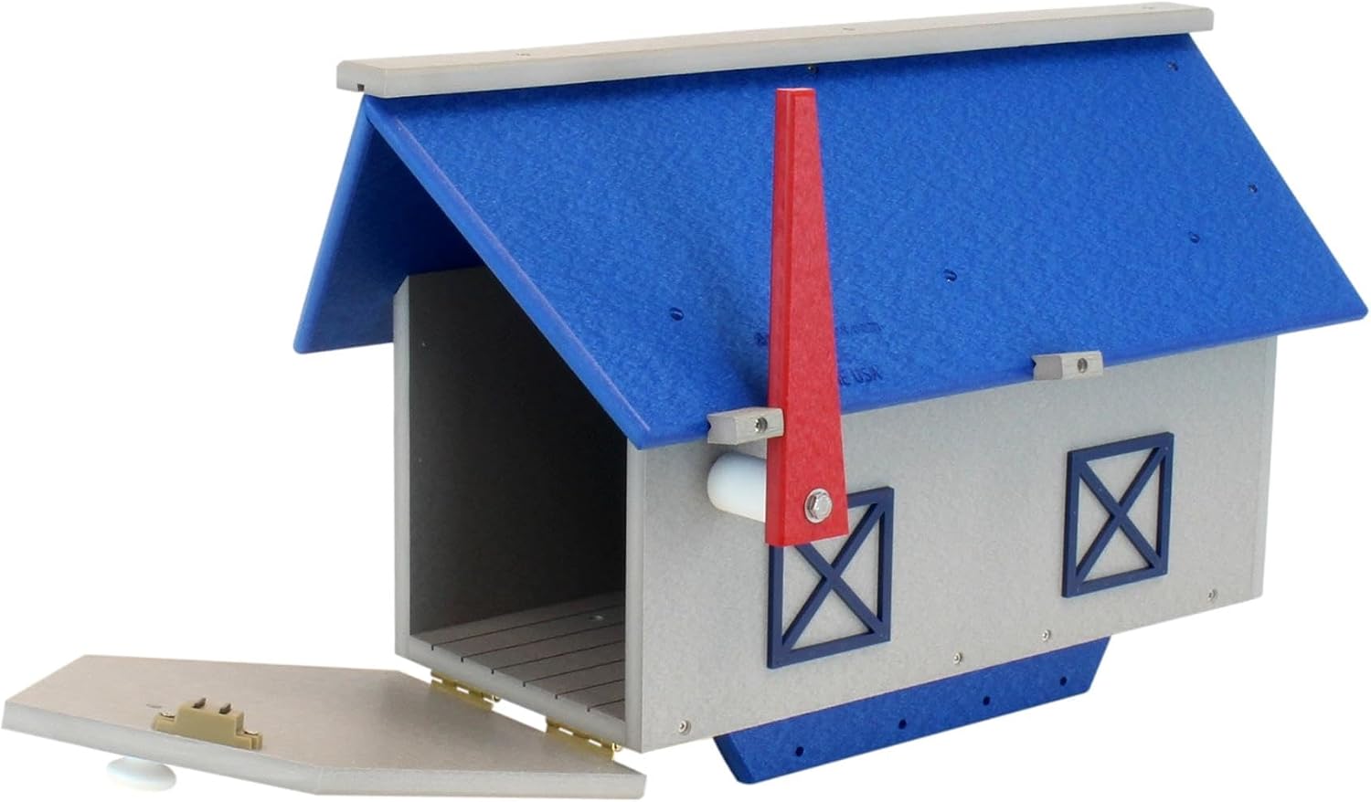 Poly-Lumber Mailbox, Post Mount, UV-Resistant, (Blue and Light Gray)