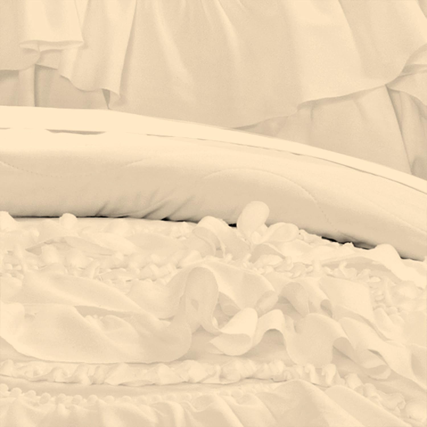 100% Egyptian Cotton, 550 GSM Microfiber Filled Quilt Ruffled Textured 3 Piece Full/Queen Size Comforter Set, Ivory