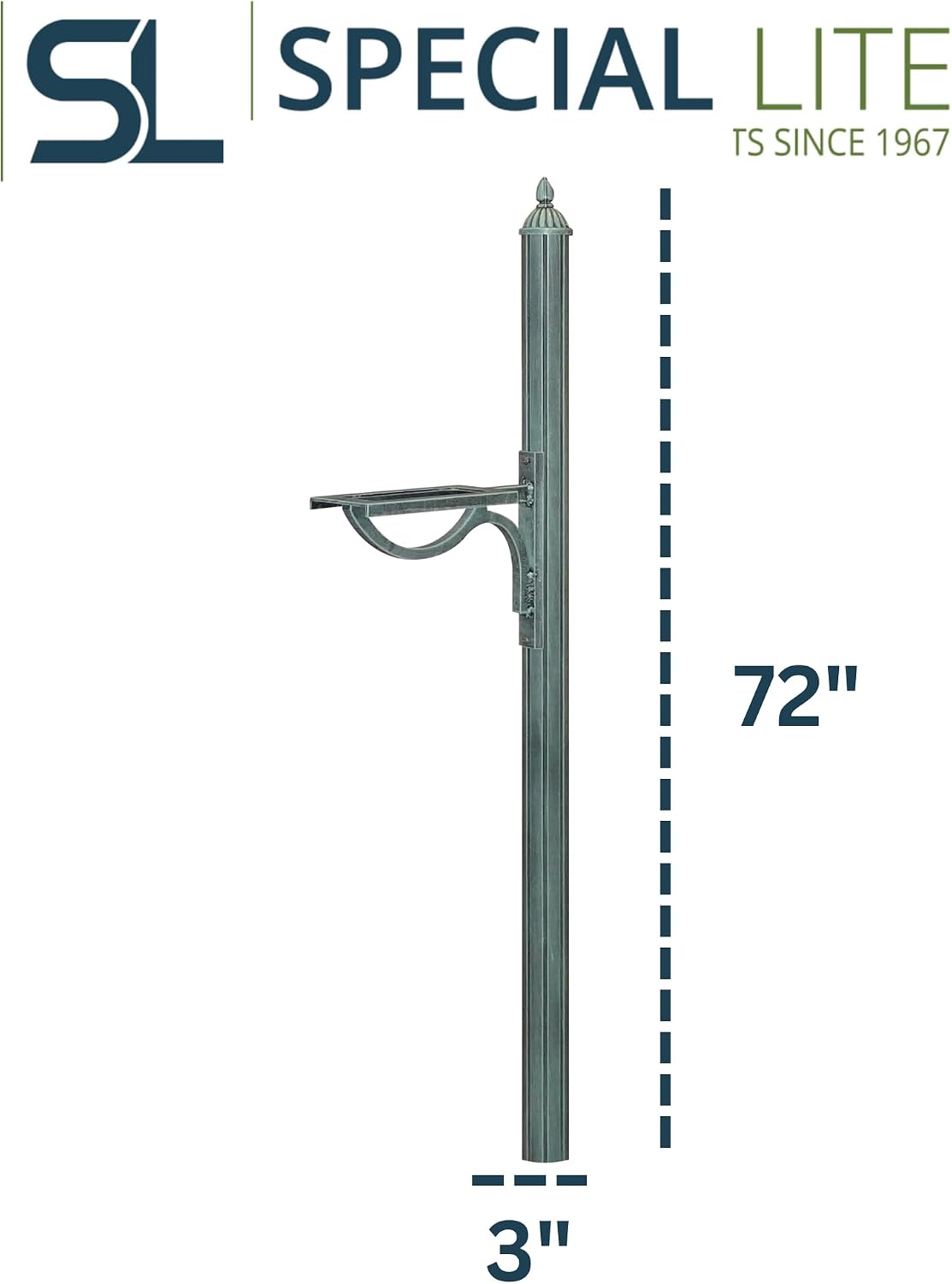 Special Lite Richland Mailbox Post Mailbox Post - Verde Green Aluminum Post for Curbside Mailbox - SPK-679-VG