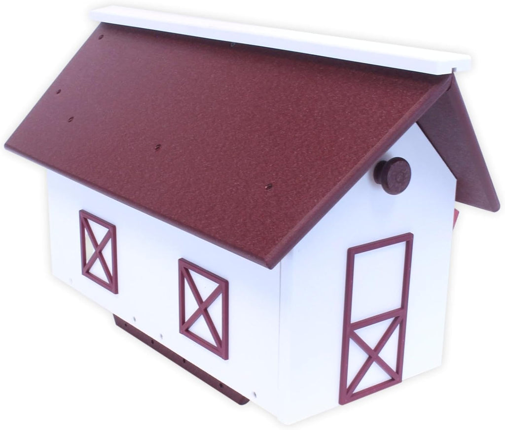 Mailbox, Post Mount, Made with Weather-Proof Poly Lumber, UV-Resistant, (Cherry Wood & White)