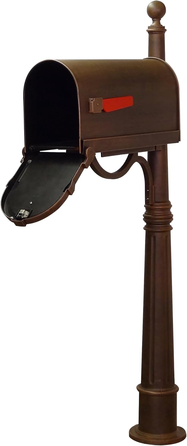 Special Lite Savannah Curbside Mailbox with Ashland Post - Copper Mailbox with Aluminum Post - SCS-1014_SPK-600-CP