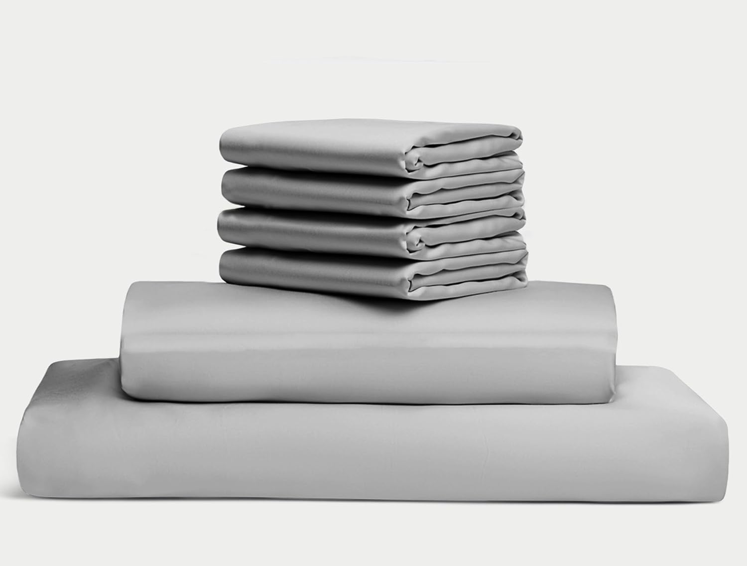 100% Egyptian Long Staple Cotton Bedsheet Set, 800 Thread Count, 6-PC Sheets Set, Silver Grey Color, Queen Size, 15 Inch Deep Pocket of Fitted Sheet, Soft Sateen Weave Breathable