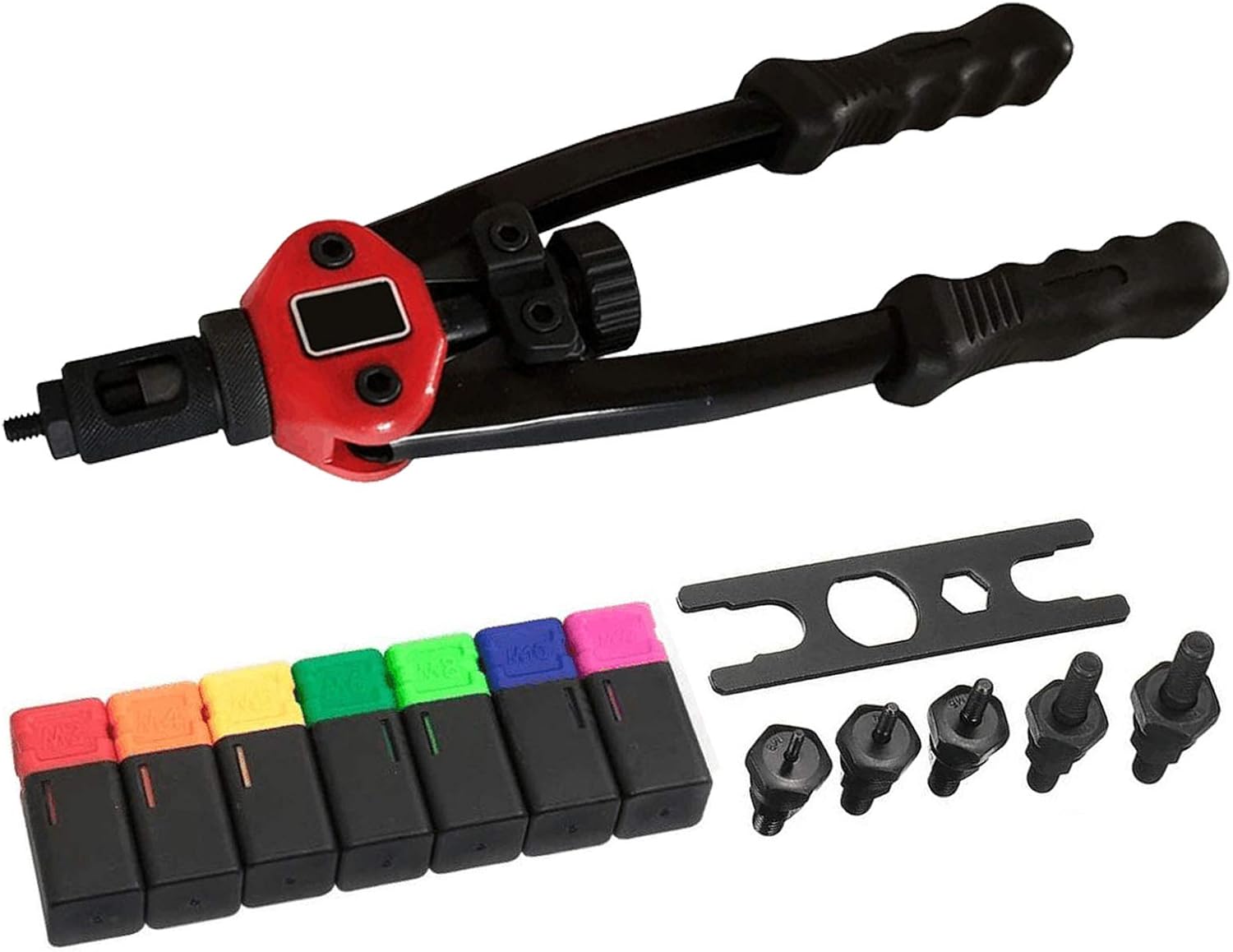 11' Rivet Gun Set, Hand Rivet Nut Gun Rivet Nut Thread Setter Kit Riveting Tools with M3- M12 Nut Setting System for Metal, Wooden And Plastic