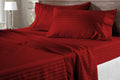 AMAY Luxury Soft 100% Egyptian Cotton 6pc Sheet Set Sateen Weave 800 TC Queen Size for Bed, Fits Mattress Upto 16-18'' Deep Pocket, Burgundy Stripe
