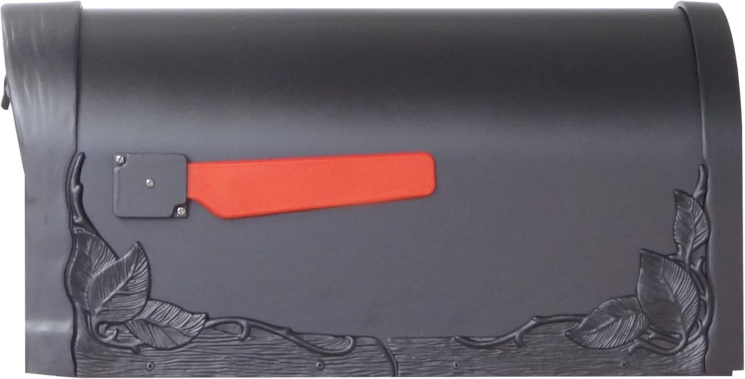 Special Lite Floral Curbside Mailbox - Black Cast Aluminum Mailbox for Post Mount - SCF-1003-BLK