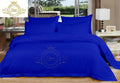 Crown Collection Hotel Beddings 600-Thread-Count 100% Egyptian Cotton 4 Piece Sheet Set Fit Upto 12' Deep Pocket Queen Size All Around Elastic Fit Damask Striped, Egyptian Blue
